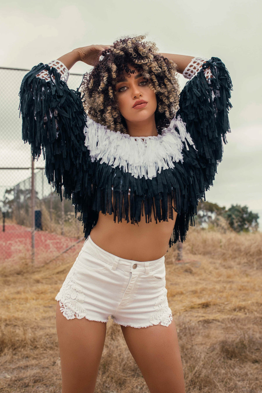 Black And White Fringe Top