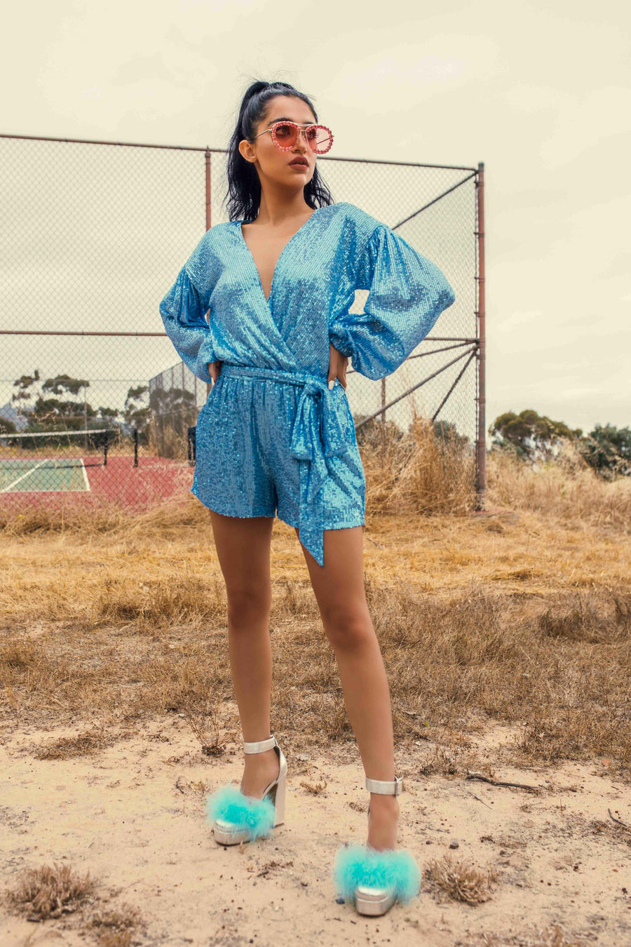 Blue Sequin Romper