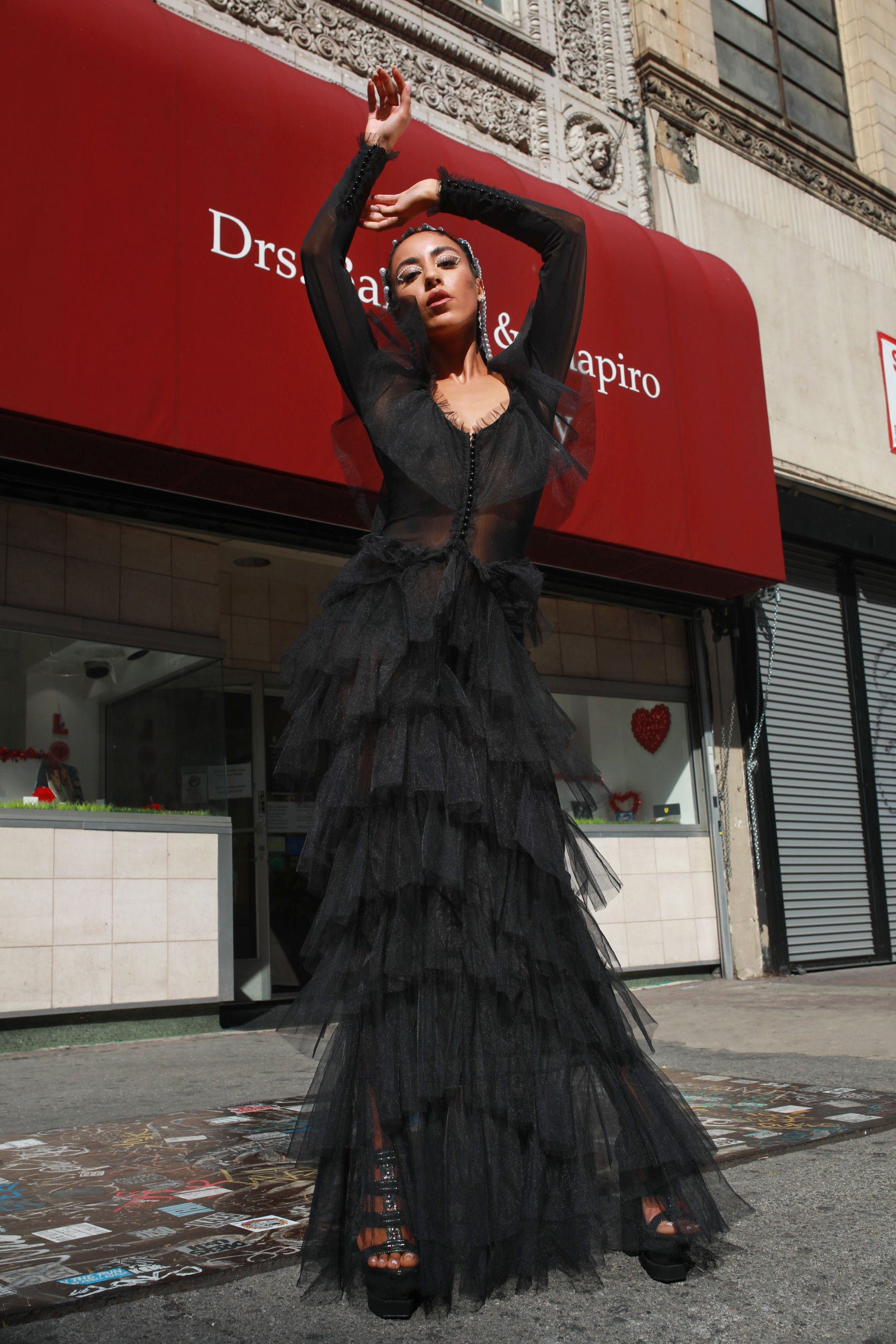 V Neck Ruffle Dress
